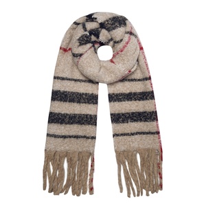 Beige winter scarf striped