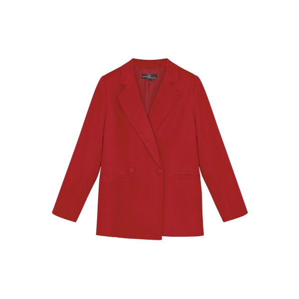 Basic plain blazer red s