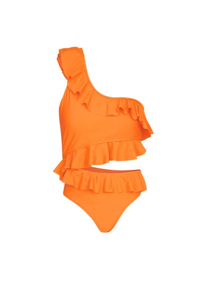 Badeanzug eine Schulter - Orange S