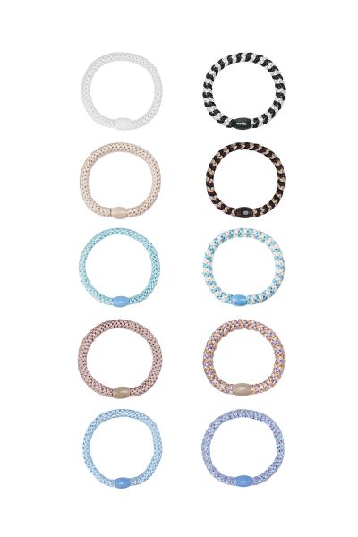 Set Haargummis/Armbänder in Pastellfarben