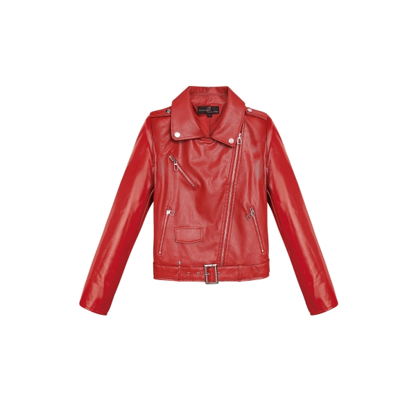 Pu leather jacket - red