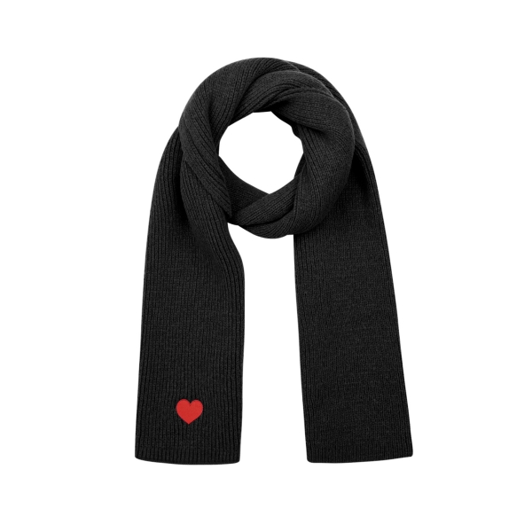 Winter scarf with heart detail - black