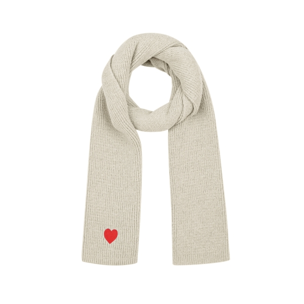 Winter scarf with heart detail - off-white