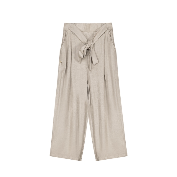 Long pants bow detail beige