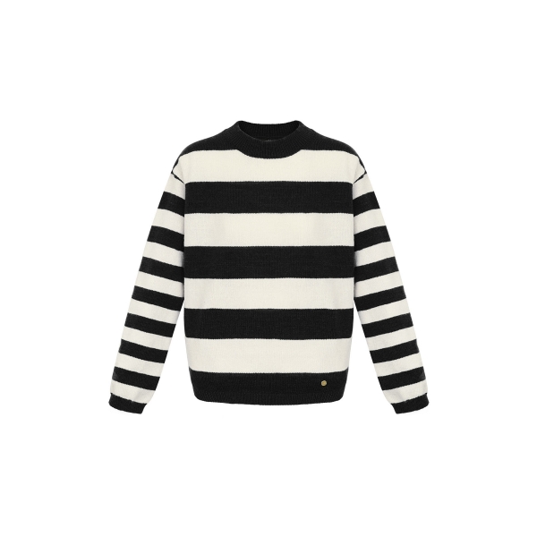 Gebreide gestreepte sweater - zwart wit
