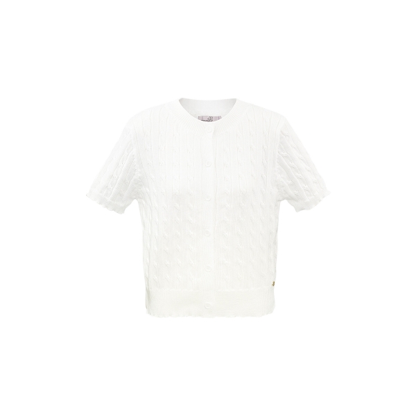 Cardigan tricoté imprimé torsades - blanc