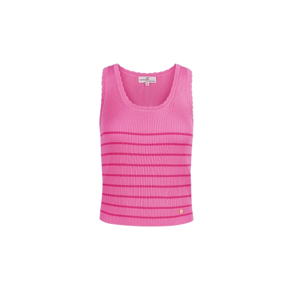 Striped, sleeveless top with classic edge small - pink