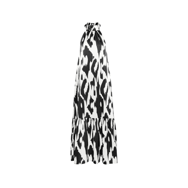 Neckholder-Kleid mit Aufdruck – Schwarz/Weiß 