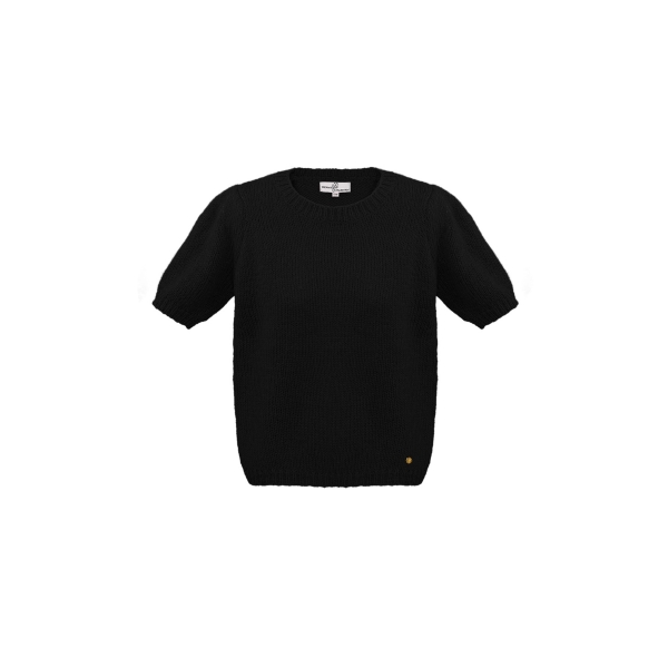 Basic-Shirt mit Puffärmeln – Schwarz