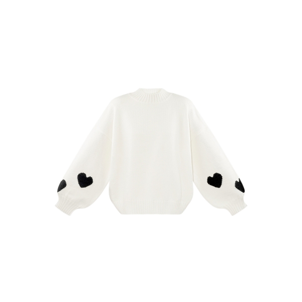 Comfort heart knit sweater - off-white