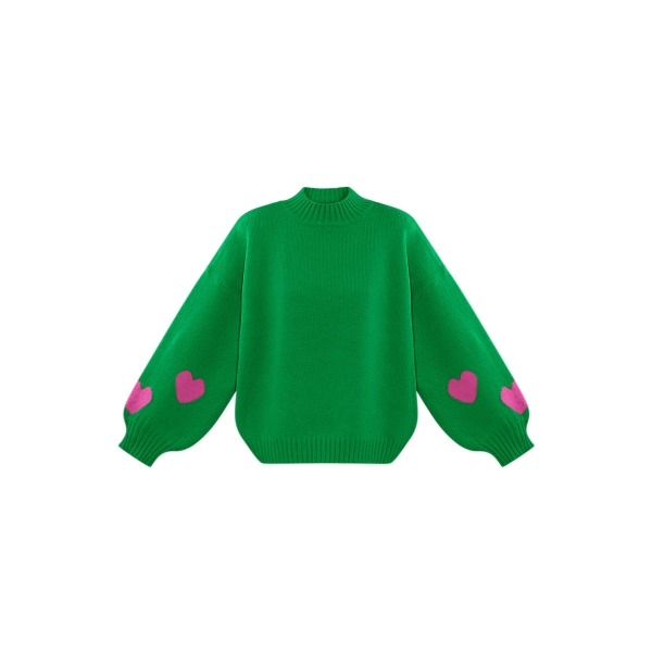 Comfort heart knit sweater - green