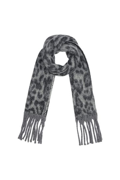 Leopard print scarf - grey