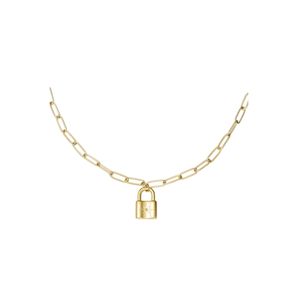 Necklace cute lock gold stainless steel