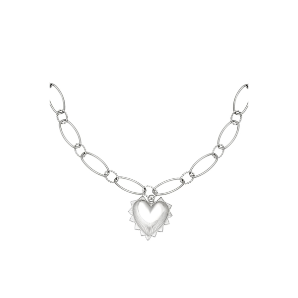 Halskette big chunky heart Silber Edelstahl
