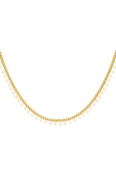 Stainless steel necklace sparkling stars gold