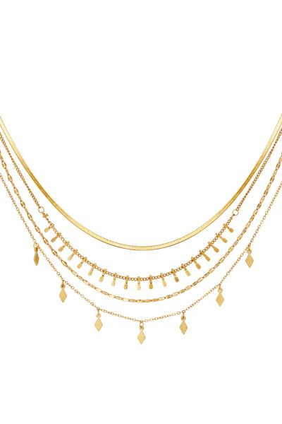 Multi-layered necklace gold stainless steel