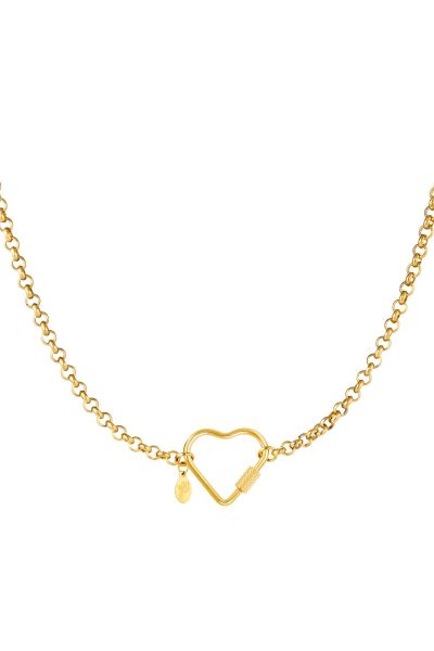 Herzverschluss mit Edelstahlkette Gold
