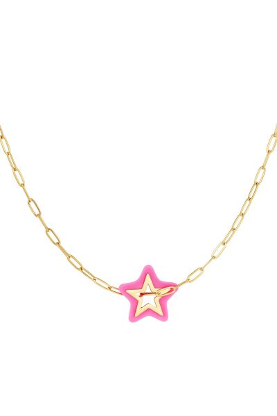 Star necklace - beach collection pink &amp; gold stainless steel