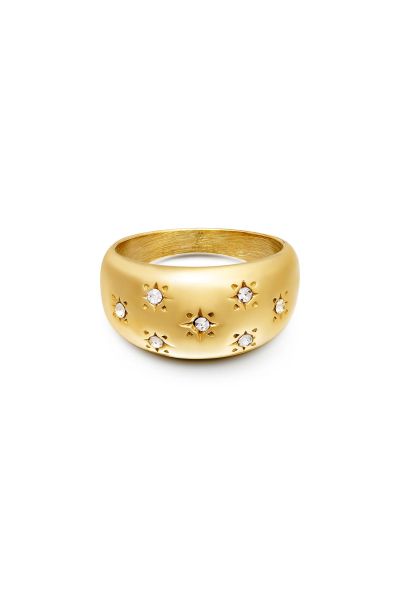 Ring diamond flowers gold stainless steel 17