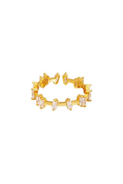 Verstellbarer Ring mit Zirkoniasteinen Gold Kupfer One size