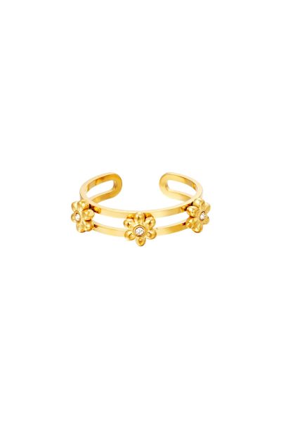 Ring Drei Blumen Gold Edelstahl One size