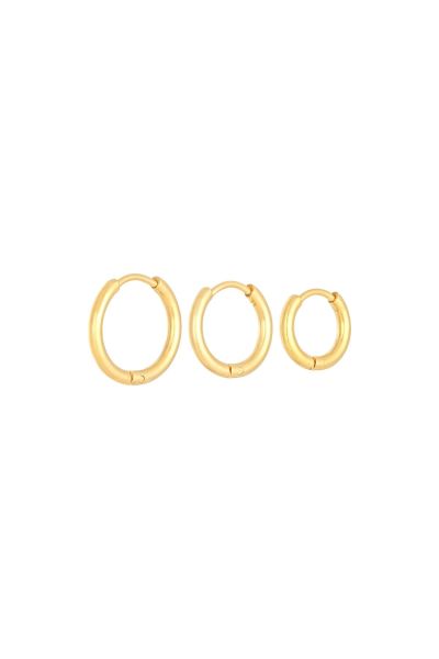 Earrings set little hoops gold stainless steel