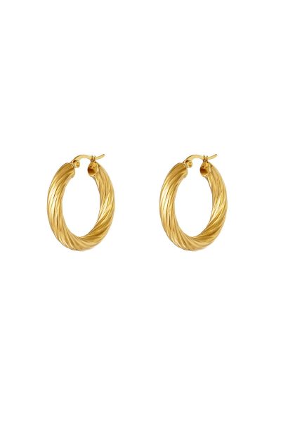 Stainless steel twisted hoop earrings gold