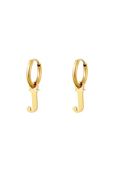 Earrings stainless steel gold initial j