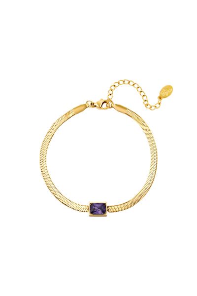 Stainless steel bracelet square charm purple