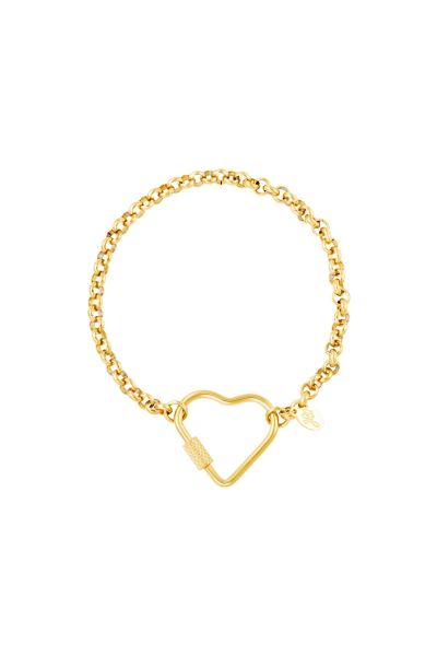 Stainless steel bracelet heart gold