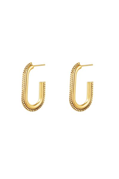 Earrings oval twist chain gold stainless steel