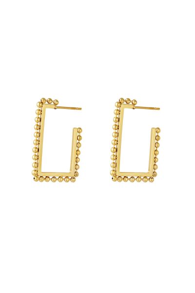 Earrings square dot gold stainless steel