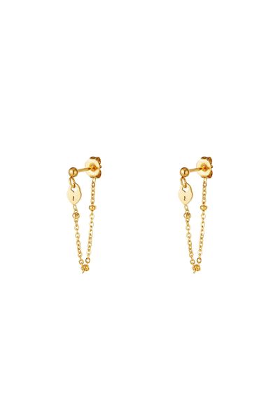 Earrings key lock gold stainless steel