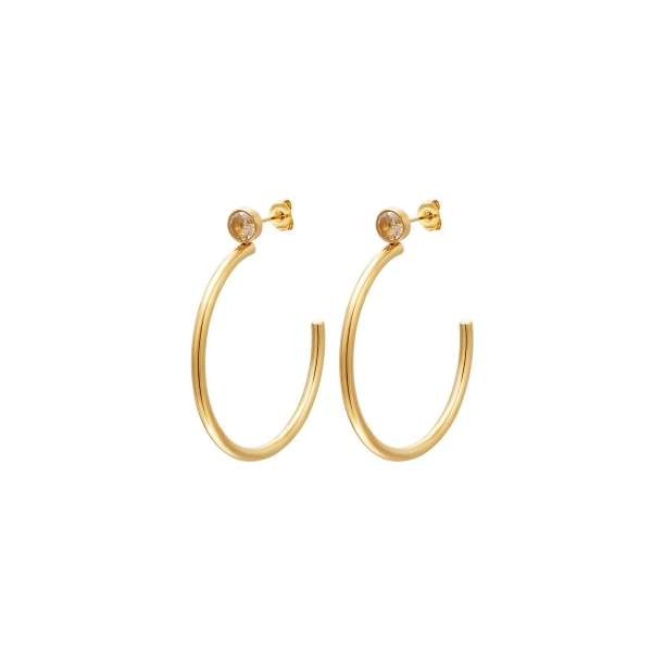 Big hoops with zircon gold stainless steel