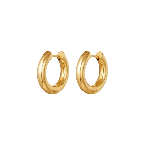 Basic creoles earrings - medium gold stainless steel