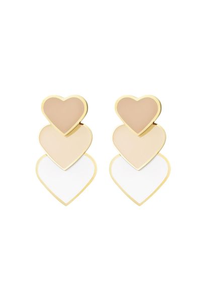 Earrings colorful hearts beige stainless steel