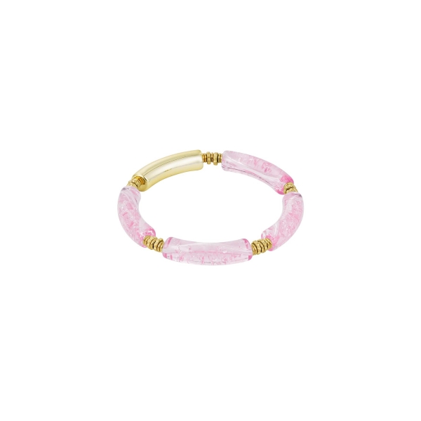 Tube bracelet with print pale pink acrylic