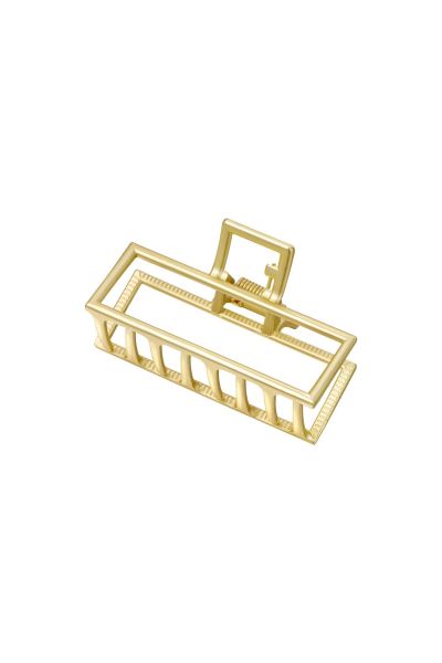Rectangular shaped metal hair clip in gold color vintage gold