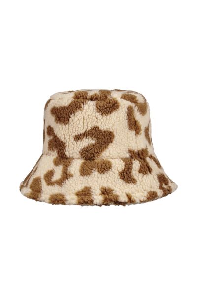 Sombrero de pescador teddy leopard beige poliéster one size