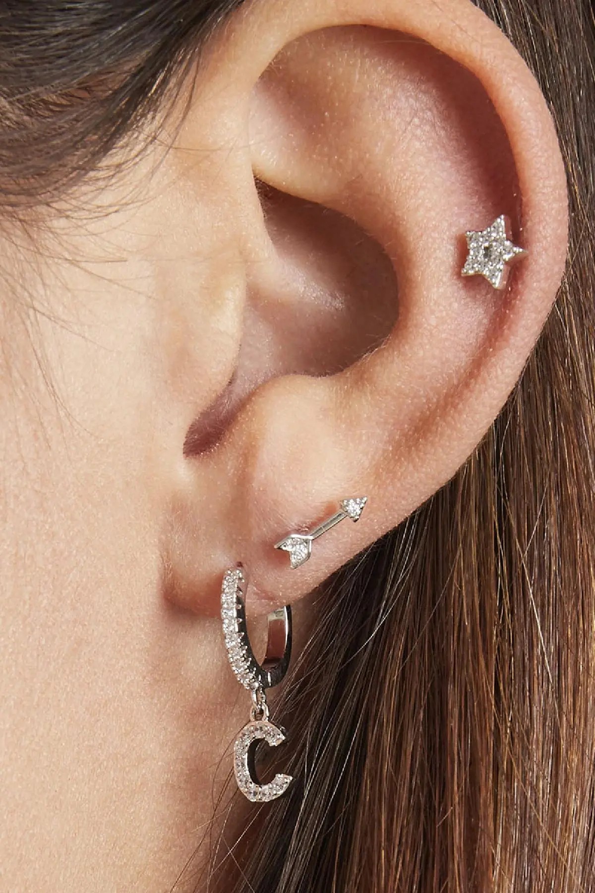 Earrings Letter E Black Copper Picture2