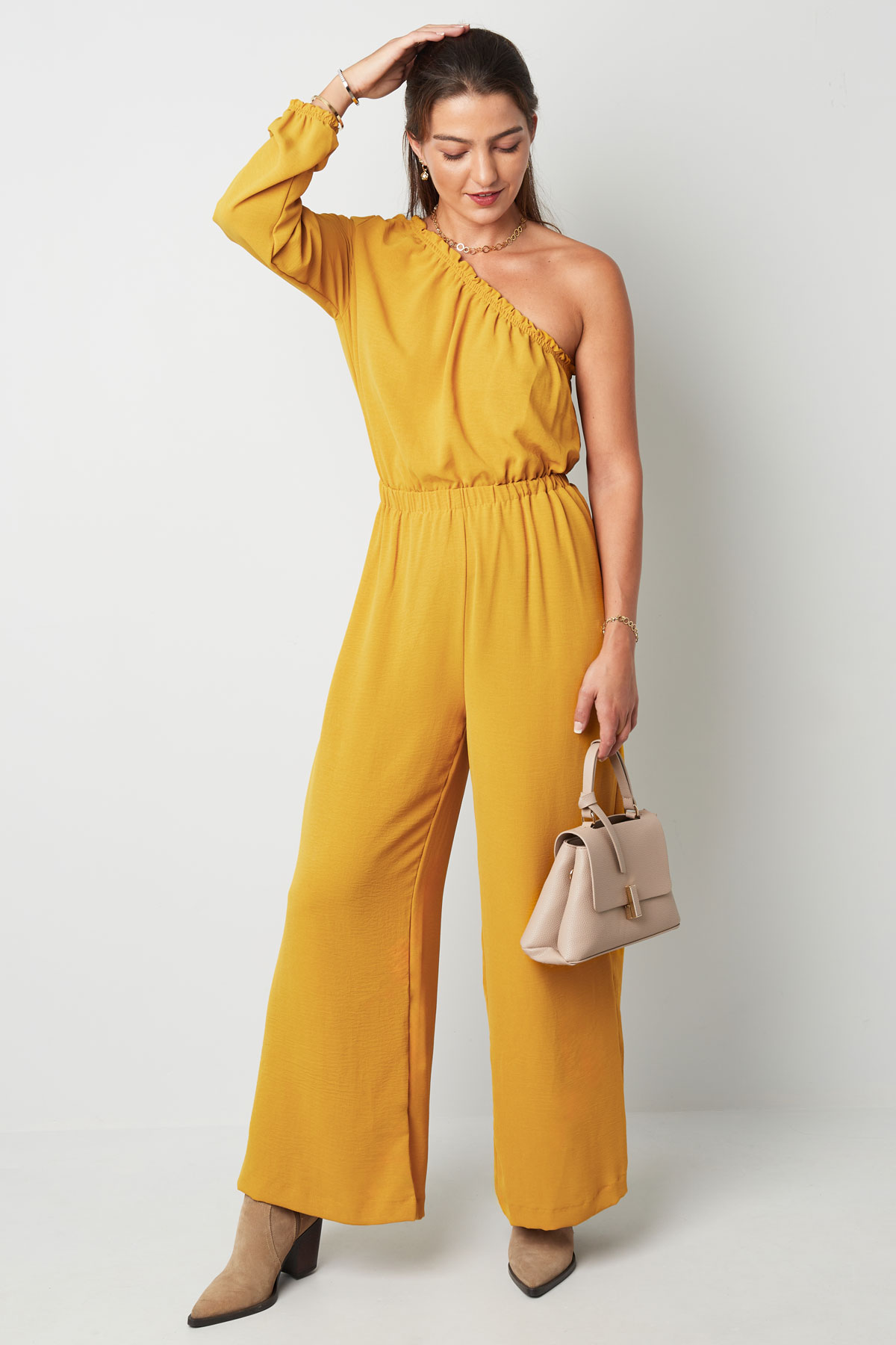 Jumpsuit one-shoulder - mustard yellow Picture8