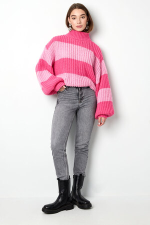 Caldo maglione a righe lavorato a maglia - rosa h5 Immagine6
