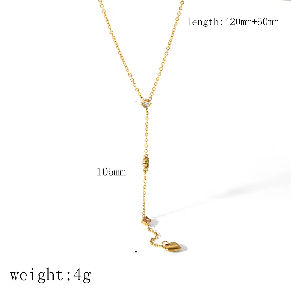 1 Piece Simple Series Daily Geometric Stainless Steel 18K Gold Color Plated Zircon Women's Chain necklaces h5 