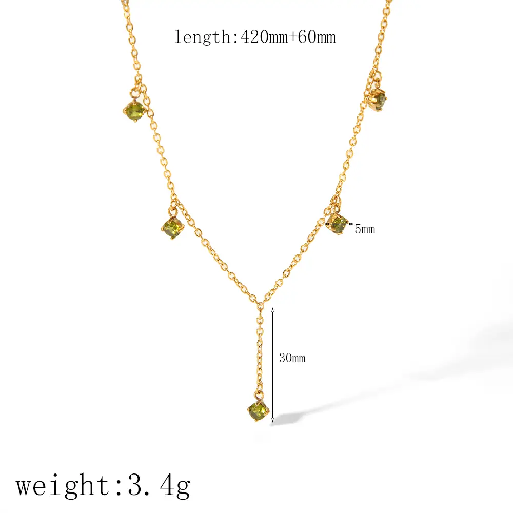 1 Piece Simple Series Daily Geometric Stainless Steel  Gold Color Zircon  Women's Chain necklaces h5 