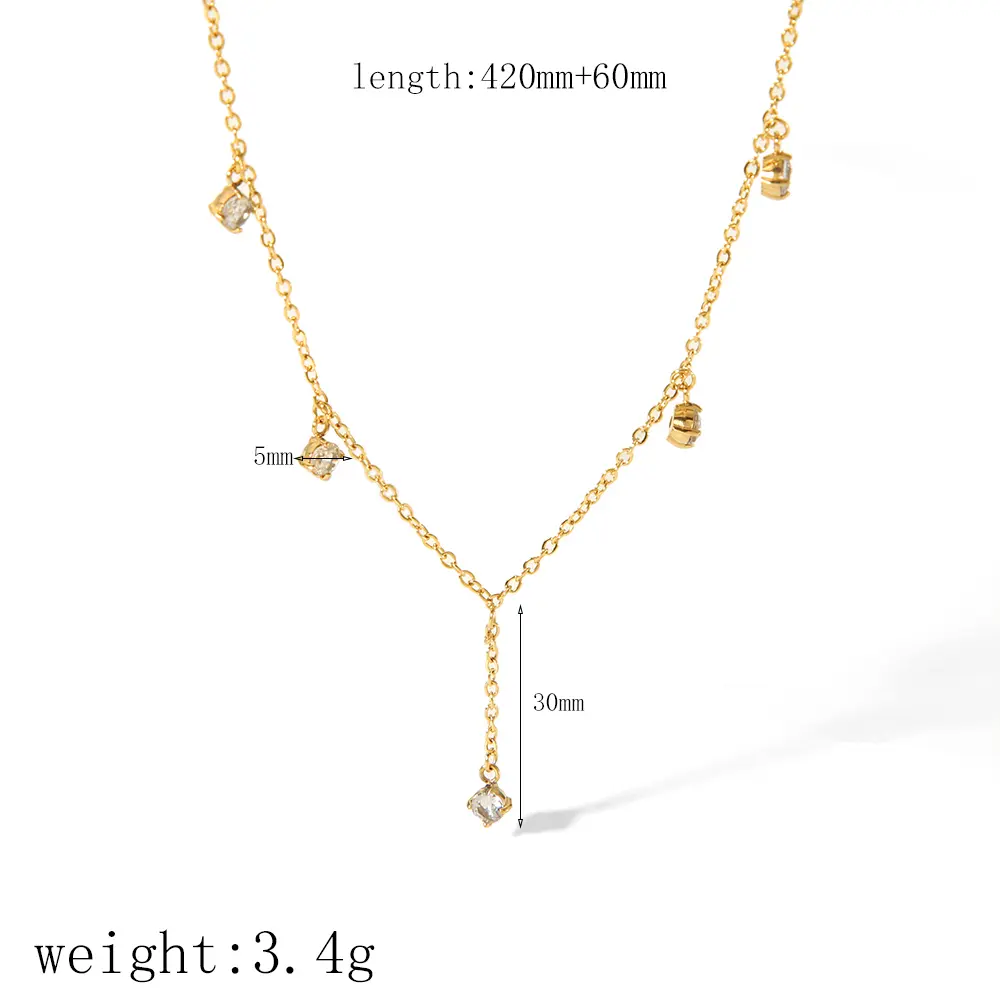 1 Piece Simple Series Daily Geometric Stainless Steel 18K Gold Color Plated Zircon Women's Chain necklaces h5 