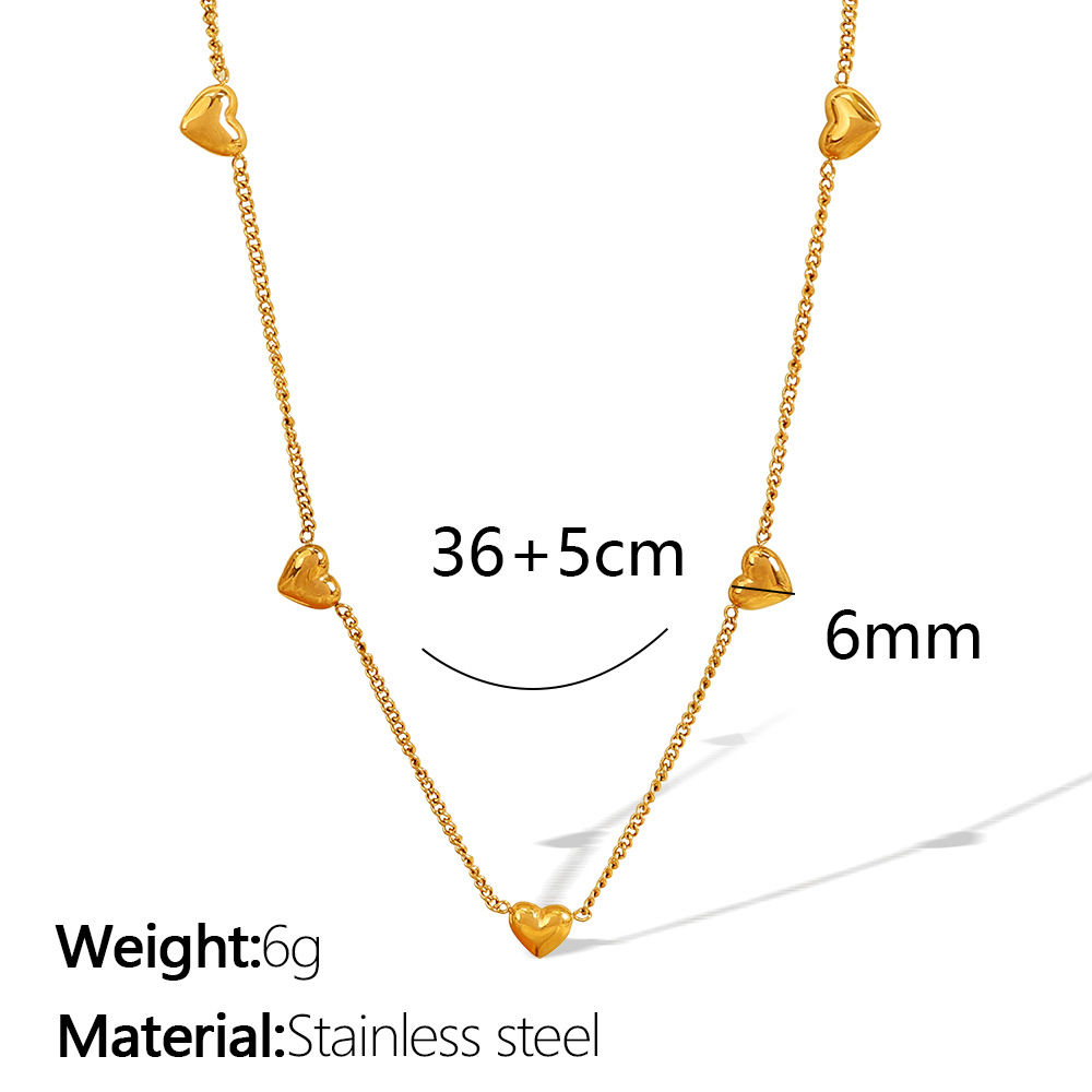 1 Piece Romantic Series Classic Heart Titanium Steel  Gold Color Women's Pendant Necklaces h5 