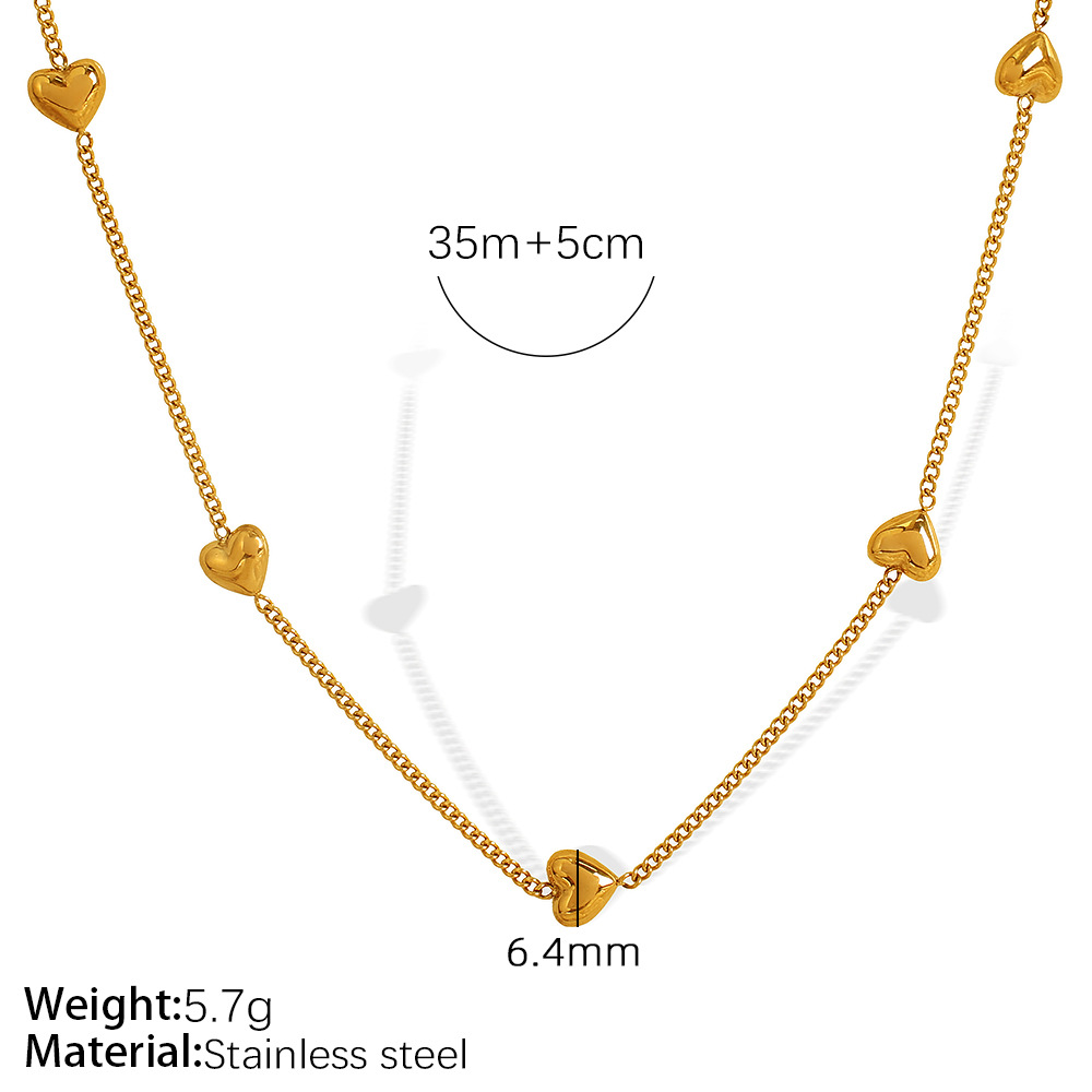 1 Piece Romantic Series Classic Heart Titanium Steel  Gold Color Women's Pendant Necklaces h5 