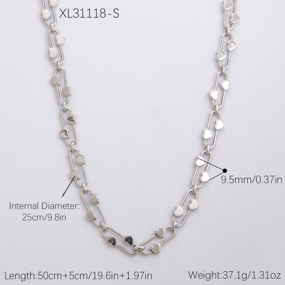 1 Piece Simple Series Daily Heart Stainless Steel  Gold Color Unisex Chain Necklaces h5 