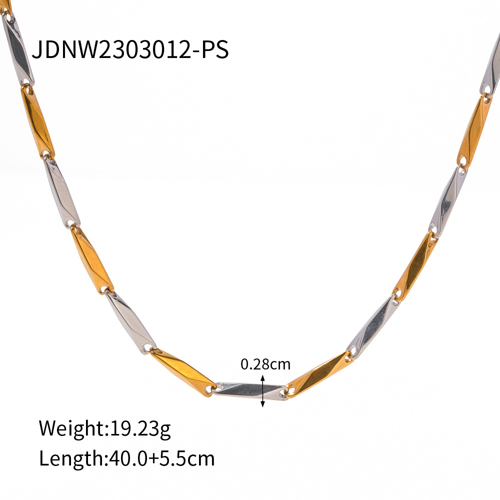 Gold & Silver / 1 Piece Simple Style Glossy Geometric Stainless Steel  Gold Color Women's Chain Necklace Picture2