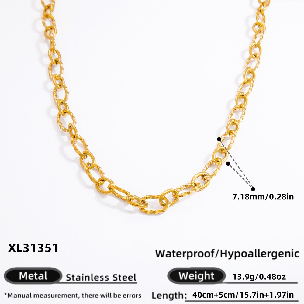 1 Piece Simple Series Daily Stainless Steel Gold Color DIY Women's Chain Necklaces h5 